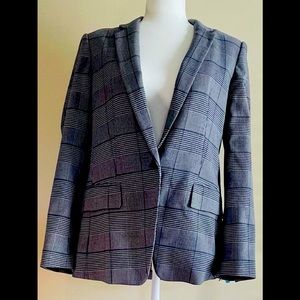 CLUB MONACO Grey & Blue Plaid Blazer
